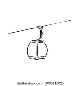 Cable car graphic mountain black white landscape sketch illustration vector