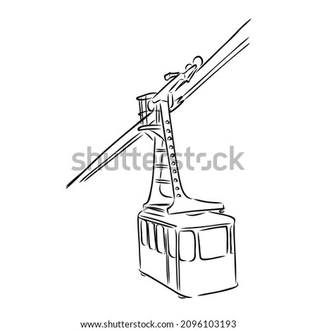 Cable car graphic mountain black white landscape sketch illustration vector