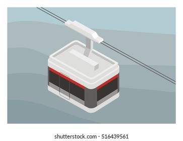 cable car hanging above the mountain