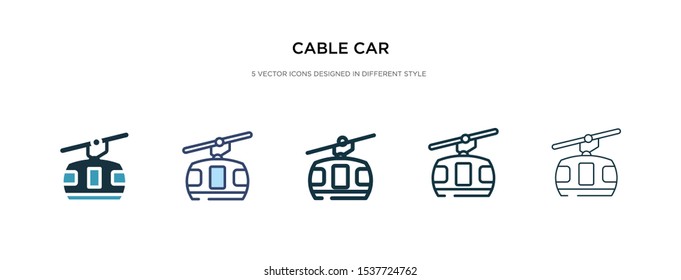cable car icon in different style vector illustration. two colored and black cable car vector icons designed in filled, outline, line and stroke style can be used for web, mobile, ui