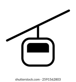 Cable car icon with editable stroke. Gondola icon with editable stroke