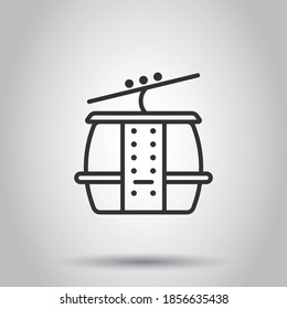 Cable car icon in flat style. Elevator cabin vector illustration on white isolated background. Cableway business concept.
