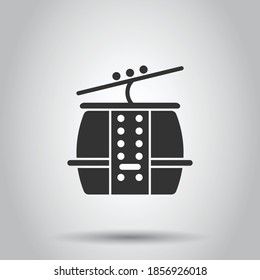 Cable car icon in flat style. Elevator cabin vector illustration on white isolated background. Cableway business concept.