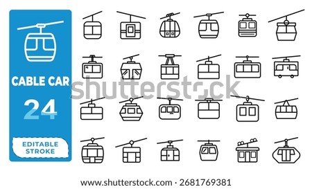 cable car icon, gondola ski lift icon, ski lift vector, cableway outline symbol, gondola transport graphic, ski lift editable stroke, cable car flat icon transparent, ski lift gondola illustration, ca