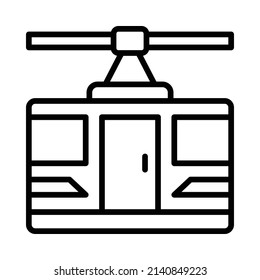 Cable Car Icon. Line Art Style Design Isolated On White Background