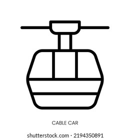 cable car icon. Line Art Style Design Isolated On White Background
