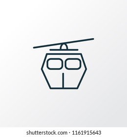 Cable car icon line symbol. Premium quality isolated ski cabin element in trendy style.
