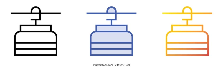 cable car icon. Linear, Blue Fill and Gradient Style Design Isolated On White Background