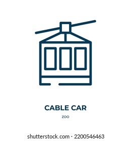 Cable car icon. Linear vector illustration from zoo collection. Outline cable car icon vector. Thin line symbol for use on web and mobile apps, logo, print media.