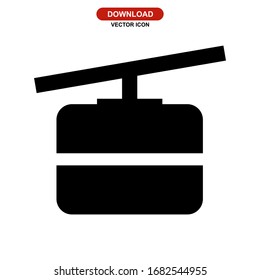 Cable car icon or logo isolated on white background. High quality black style vector.