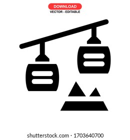 cable car icon or logo isolated sign symbol vector illustration - high quality black style vector icons
