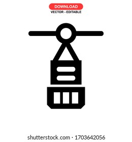 cable car icon or logo isolated sign symbol vector illustration - high quality black style vector icons
