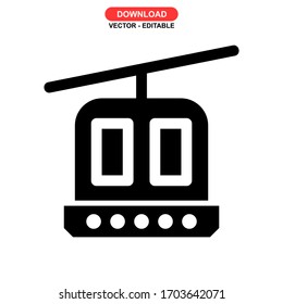 cable car icon or logo isolated sign symbol vector illustration - high quality black style vector icons

