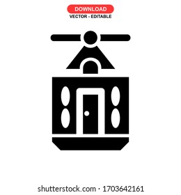 Symbol oder Logo der Luftseilbahn, einzelne Zeichen Symbol Vektorillustration Illustration - hochwertige Vektorsymbole im schwarzen Stil
