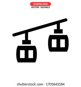 Icono del teleférico o logotipo símbolo de señalización aislado Ilustración vectorial de alta calidad, iconos vectoriales de estilo negro de alta calidad
