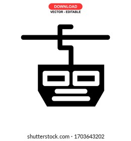 cable car icon or logo isolated sign symbol vector illustration - high quality black style vector icons
