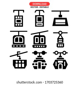 cable car icon or logo isolated sign symbol vector illustration - Collection of high quality black style vector icons
