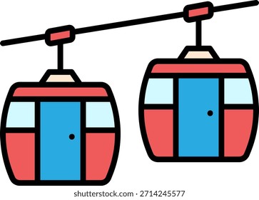 Cable Car Icon: Modern Ropeway Gondola Illustration