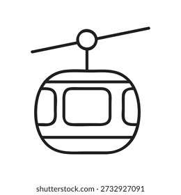 Cable Car Icon – Mountain Transport and Travel Symbol, Ropeway Icon Vector Isolated on White Background..eps