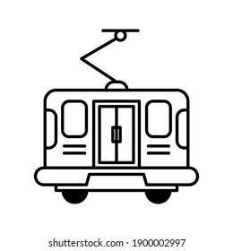 Cable Car Icon on white background color editable