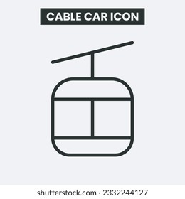 Cable Car Icon on white background. Outline cable car icon. Minimal and premium cable car icon. EPS 10 Vector.