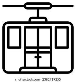 Cable car icon in outline style. Suitable for logo, web, graphic design, illustration, sticker, books, etc.