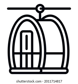 Icono del teleférico. Icono del vector del cable de contorno para el diseño web aislado en fondo blanco