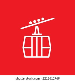 Cable car icon, sightseeing travel graphic resource template, vector illustration.