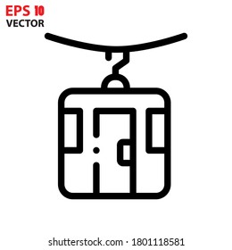 Icono del teleférico para aplicaciones de transporte y sitios web. Ilustración vectorial Eps 10.