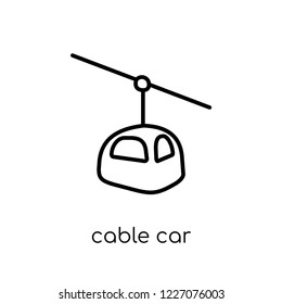 Cable car icon. Trendy modern flat linear vector Cable car icon on white background from thin line Architecture and Travel collection, editable outline stroke vector illustration