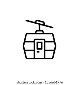 Cable Car Icon Vector Illustration in Line Style for Any Purpose