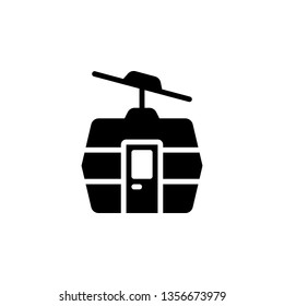 Cable Car Icon Vector Illustration in Glyph Style for Any Purpose