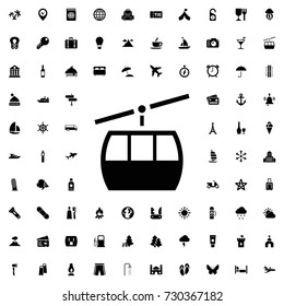 Cable car icon vector isolated on white background. set of filled tourism icons.