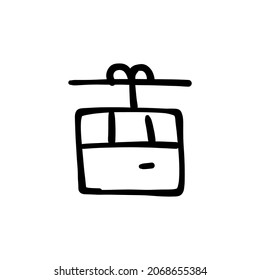 cable car icon in vector. Logotype - Doodle