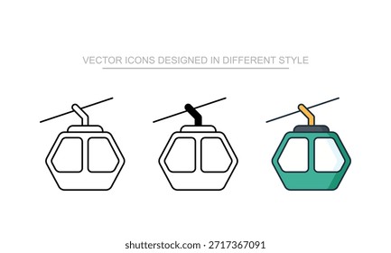 Iconos del coche de cable fijados en diverso estilo con el fondo blanco