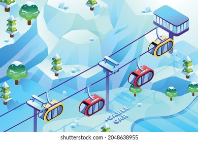 Cable Car - Isometric Illustration