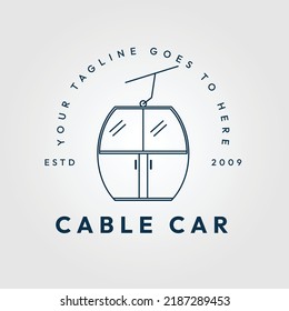 cable car line art logo, icon and symbol, vector illustration design