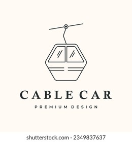 cable car up line art logo vector minimalist illustration design, gondola train symbol design