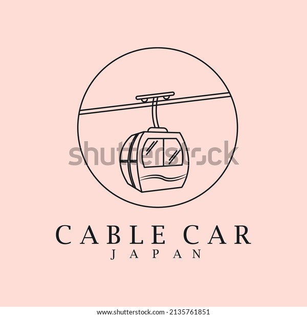 cable car line art logo vector symbol illustration\
design, badge design