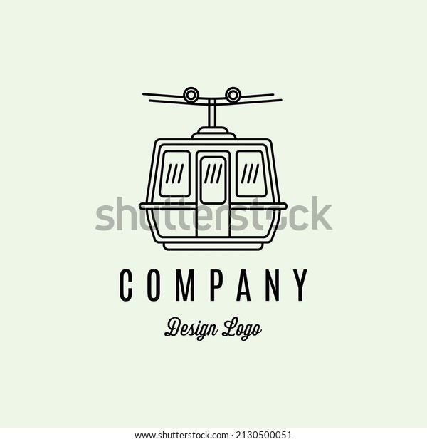 Cable car line art simple icon vector minimalist\
illustration gondola