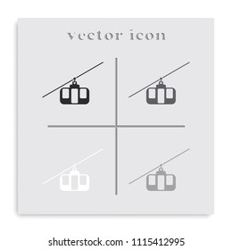 Cable car line flat black and white vector icon.