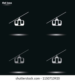 Cable car line flat grayscale vector icon.