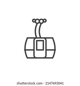 Cable car line icon. linear style sign for mobile concept and web design. Funicular railway outline vector icon. Symbol, logo illustration. Vector graphics
