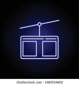 cable car line icon in neon style. Element of winter sport illustration. Signs and symbols icon can be used for web, logo, mobile app, UI, UX