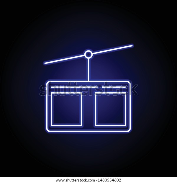 cable car line icon in neon style. Element of winter\
sport illustration. Signs and symbols icon can be used for web,\
logo, mobile app, UI, UX