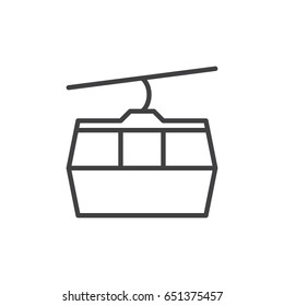 Cable car line icon, outline vector sign, linear style pictogram isolated on white. Ropeway symbol, logo illustration. Editable stroke. Pixel perfect