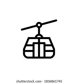 Cable car line icon. Vector illustration in black line style isolated on white background