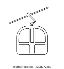 Cable Car Line Icon Vector Art Illustration Flat Sign