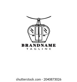 Cable Car-Logo-Cartoon-Design-Vorlage Symbol Schwarz, moderne Vektorgrafik