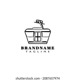 icono de dibujos animados del logotipo del coche del cable plantilla linda ilustración del vector aislado negro